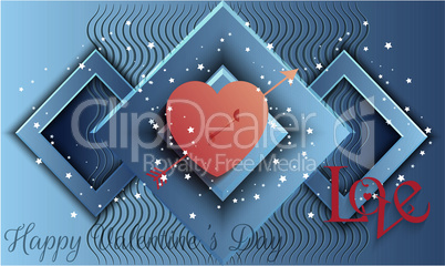 Arrow with heart and love message on abstract background