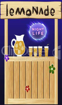 Wooden bar in night life with drinks