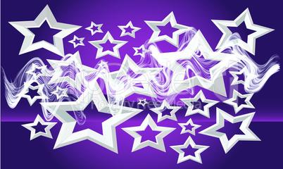 Collection of stars on purple waves background