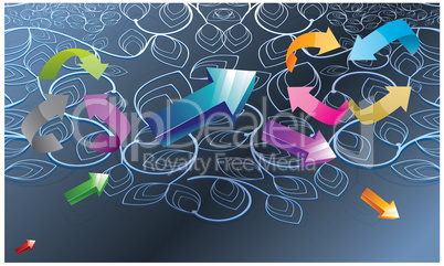 different colors of arrows on art design background