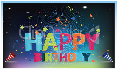 birthday party celebration on rainbow background