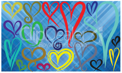 collection of hearts on texture background