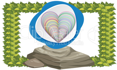abstract design of heart on stone in a frame