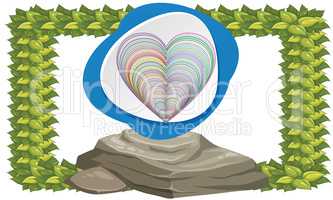 abstract design of heart on stone in a frame