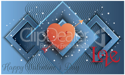 Arrow with heart and love message on abstract background