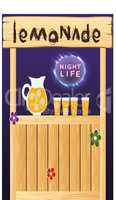 Wooden bar in night life with drinks