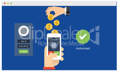 Secure Money Transfer with smartphone digital technology