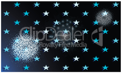 beautiful stars in black sky with celebration particles inside