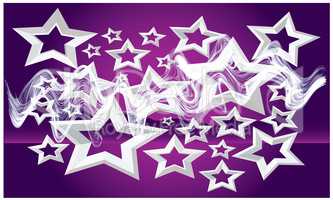 Collection of stars on purple waves background
