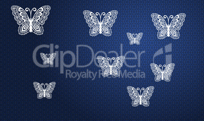 butterflies on blue abstract background