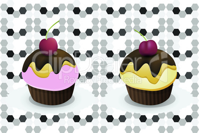 Cupcakes are on light and dark background