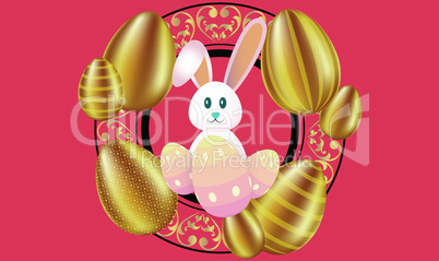 Easter day template with toy and egg on natural background