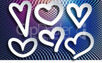 various design of hearts on rainbow background