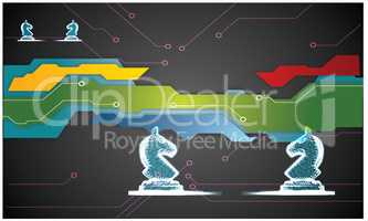 chess knight player on abstract dark background