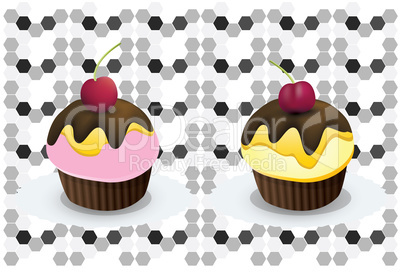 Cupcakes are on light and dark background