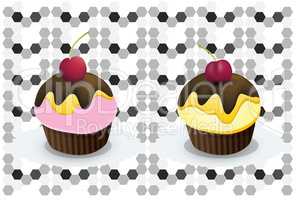 Cupcakes are on light and dark background