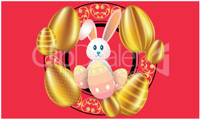 Easter day template with toy and egg on natural background