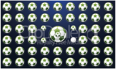 Collection of footballs on abstract background