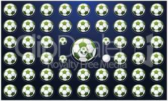 Collection of footballs on abstract background