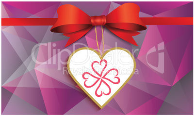 heart with ribbon on abstract background