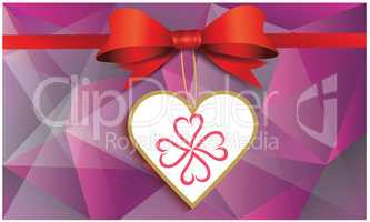 heart with ribbon on abstract background