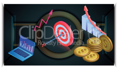 business target are shown on black surface