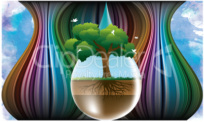save water and trees on abstract background