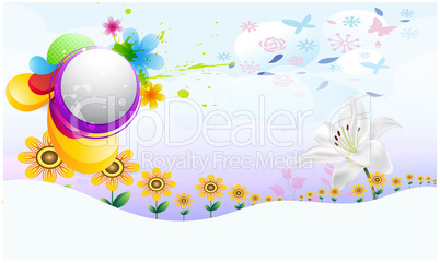 abstract art on winter floral background