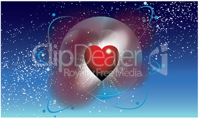 Red heart on Globe and Stars textures