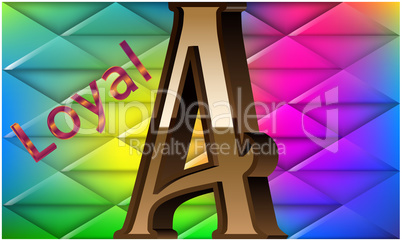 Alphabet A On abstract rainbow color background