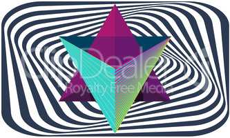 combination of triangle make a star on abstract box background