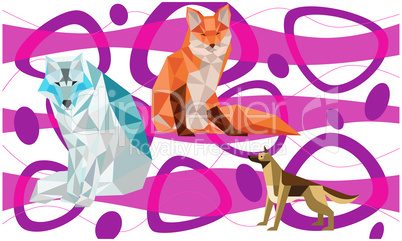 animals made up of different type of Triangles on art background