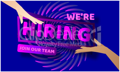 hiring advertisement with hands on abstract background