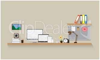 room illustration with mock up electronic devices