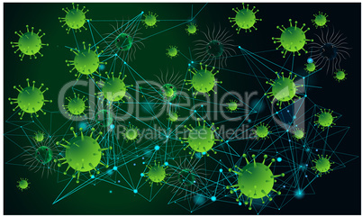 Different types of natural virus on digital background