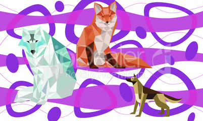 animals made up of different type of Triangles on art background