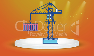 container carrying crane symbol on a award winning platform