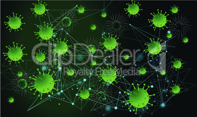 Different types of natural virus on digital background