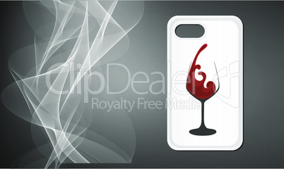 mock up illustration of smartphone back cover art on abstract background