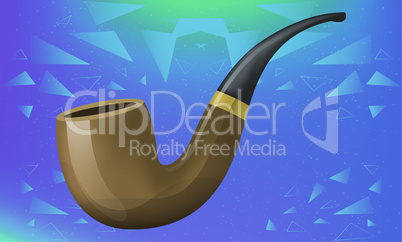 wooden tobacco pipe on abstract background