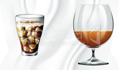 different juice glass on abstract design background