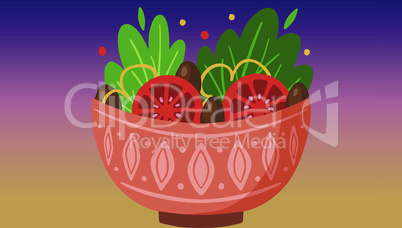 bowl of vegetable on rainbow background