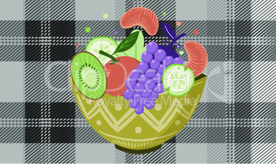 bowl of fruits on textured background