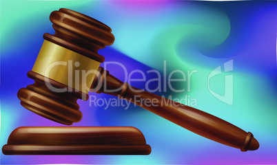 mallet made up of hardwood on abstract rainbow background