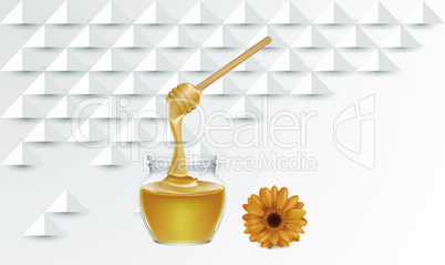 honey with sunflower extracts on paper cut background