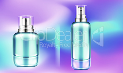 mock up illustration of different types of perfume bottle on colorful background