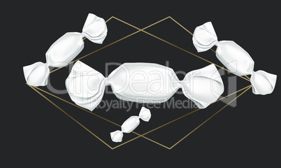 mock up illustration of candies on abstract background