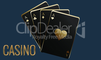 four aces of game casino on abstract background