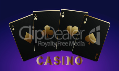 four aces of game casino on abstract background