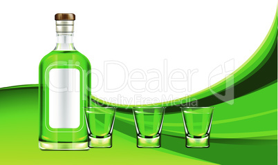 mock up illustration wine bottle and glasses on abstract background